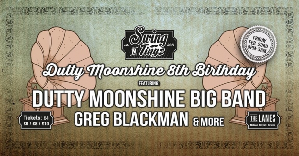 Dutty Moonshine Big Band and More bring Swing n Tingz to The Lanes Bristol on Friday 23rd February 2018