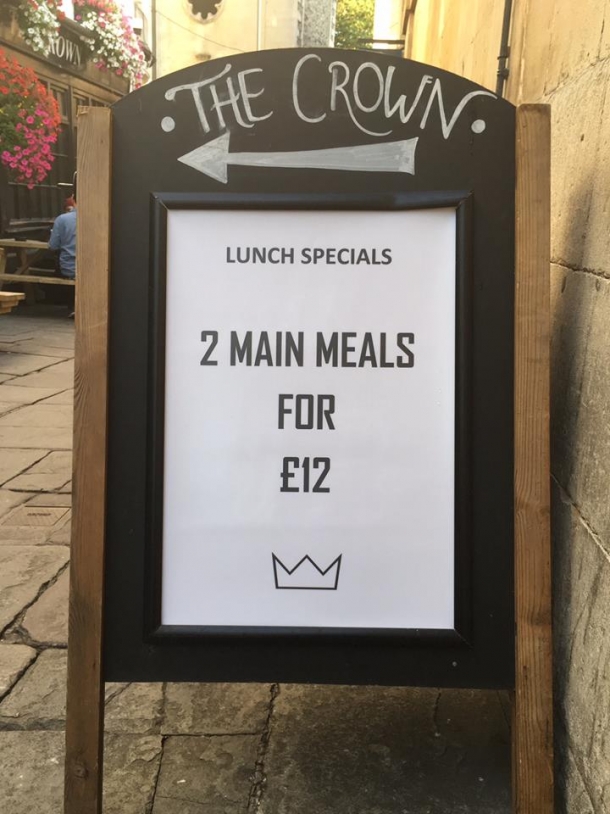 Lunch deals at The Crown in Bristol in September 2018