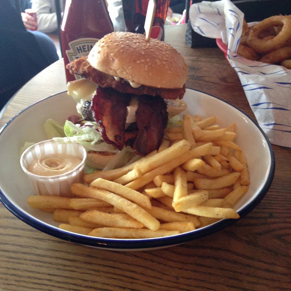 Cow and Chicken Burger at The Hobgoblin in Bristol