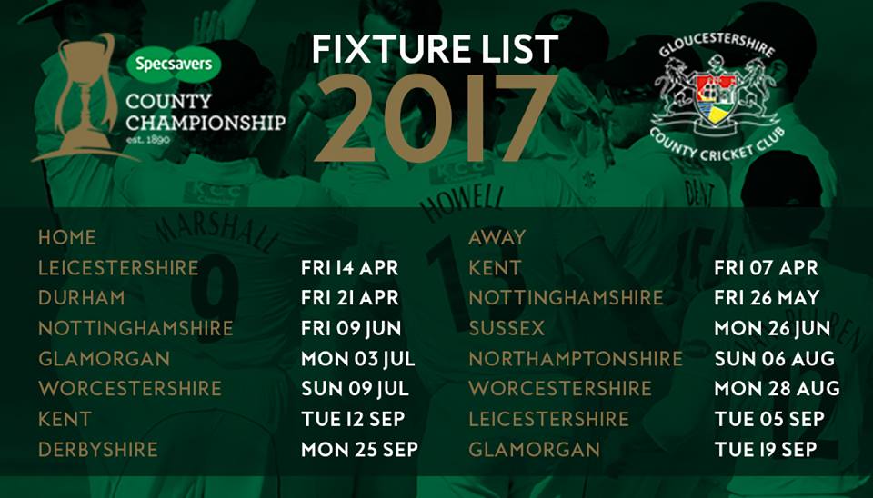 Gloucestershire Cricket - County Championship Fixtures 2017
