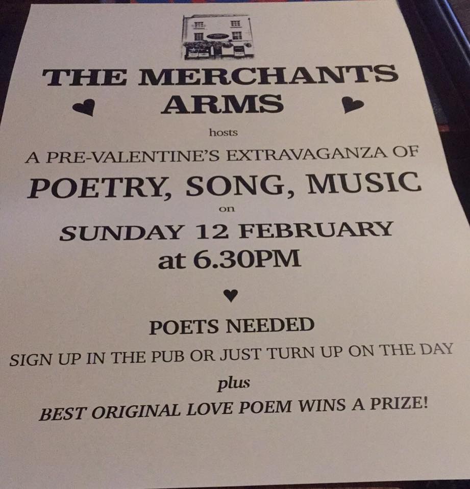 Poetry, Song and Music night at Merchants Arms in Bristol | Sunday 12th February 2017