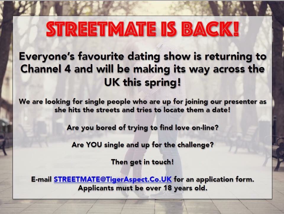 Streetmate is coming back to our screens and looking for contestants in Bristol