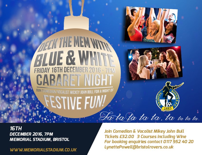 Christmas Cabaret Night at The Memorial Stadium in Bristol - Friday 16 December 2016
