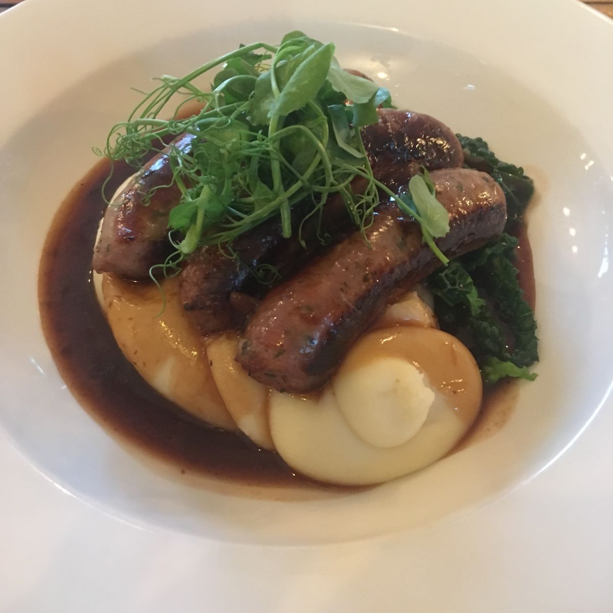 Sausage and mash in Gloucester Old Spot Bristol