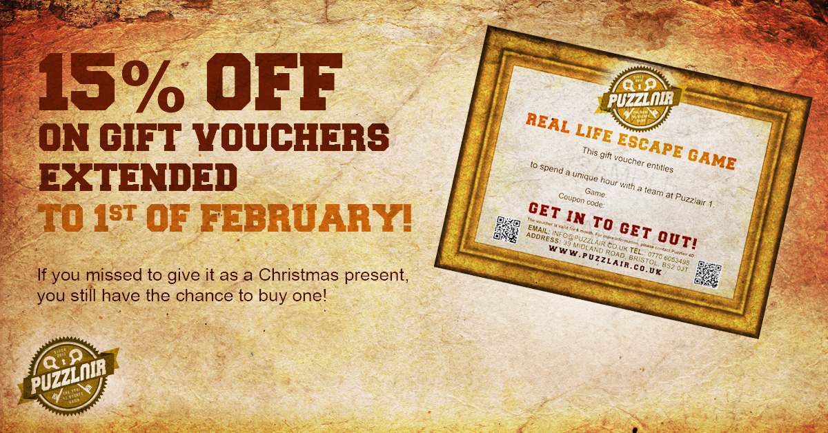 Puzzlair extends Gift Voucher until 1st February 2016