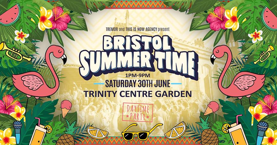 Event poster for Bristol Summer Time at Trinity Centre.