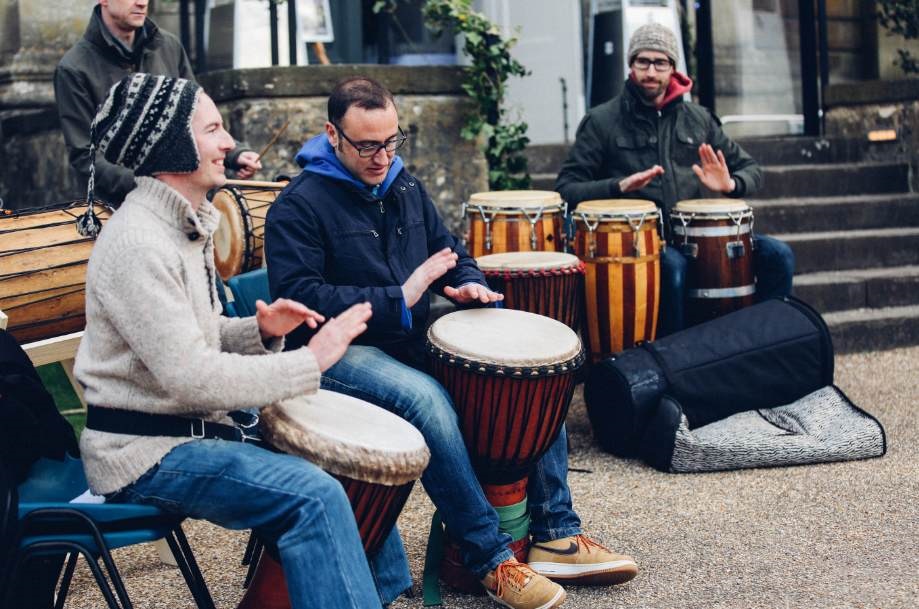 Chango Drummers welcome guests - Arnos Vale in Bristol