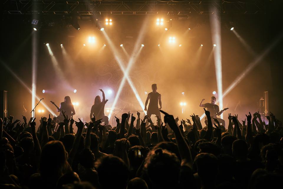 Bury Tomorrow on stage in London.