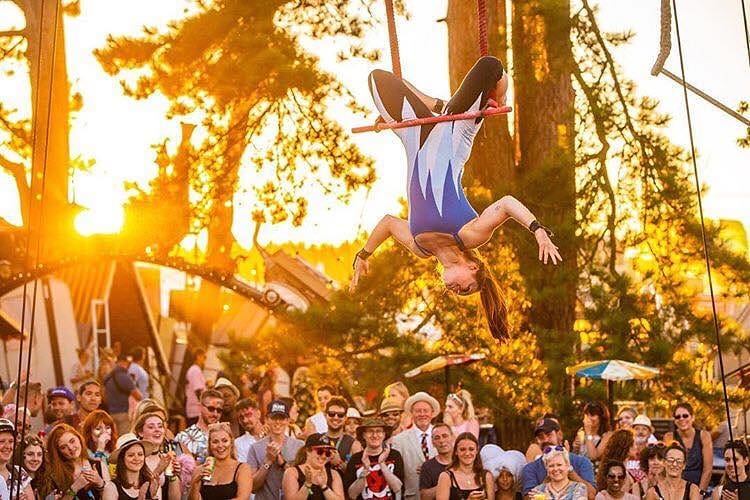 A Circomedia acrobat in action at this year's Bestival.