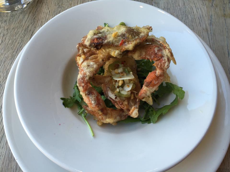 Tempura Soft Shell Crab starter at The Cowshed in Bristol