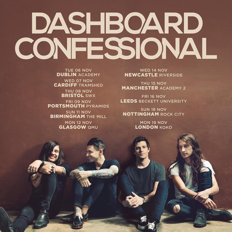 The full schedule for The Dashboard Confessional's 2018 UK tour. 