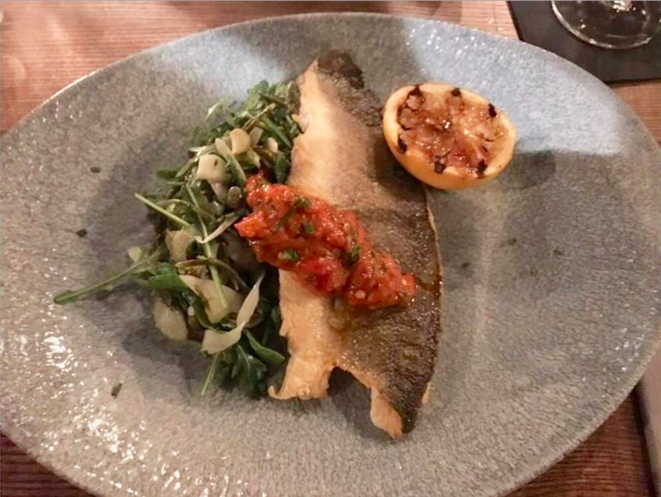 Seabass fillet at The Lost and Found in Bristol