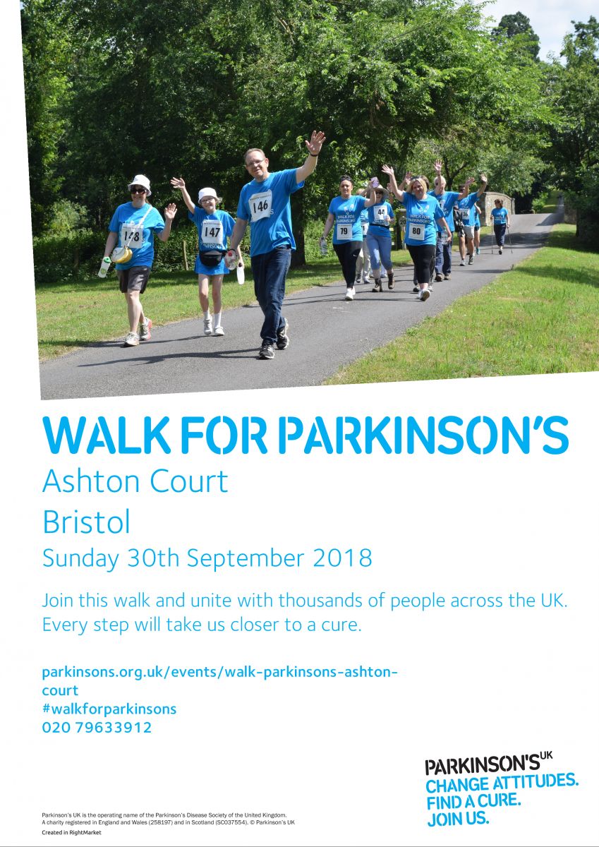 Details on the 2018 Bristol Walk For Parkinson's.