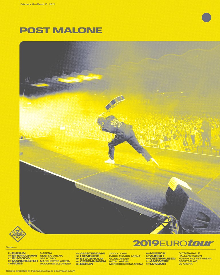 Post Malone's 2019 UK & Europe tour dates.