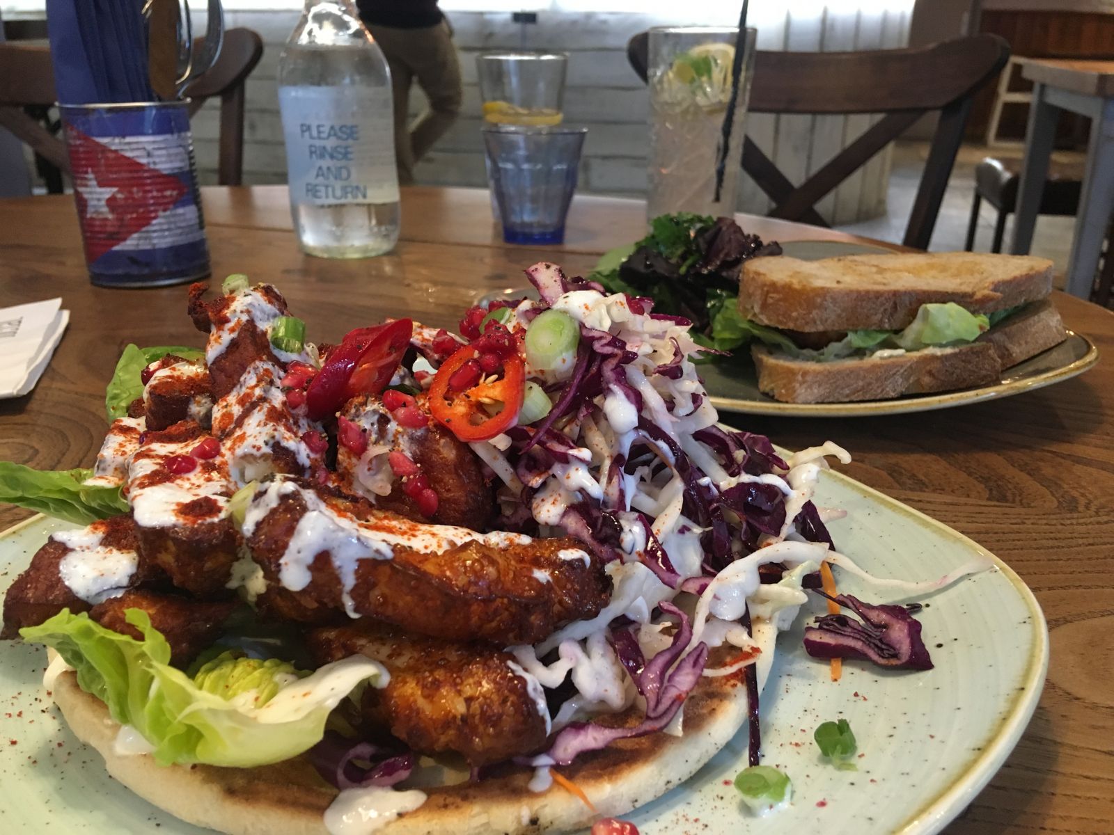 The Halloumi Kebab and Famous Fish Finger Sandwich at The Prince Street Social.