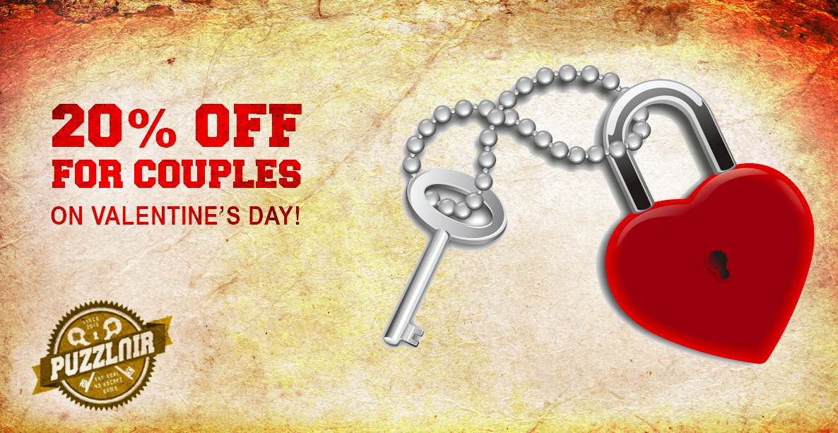 Couples can get 20% off at Puzzlair's Escape Rooms this Valentine's Day.
