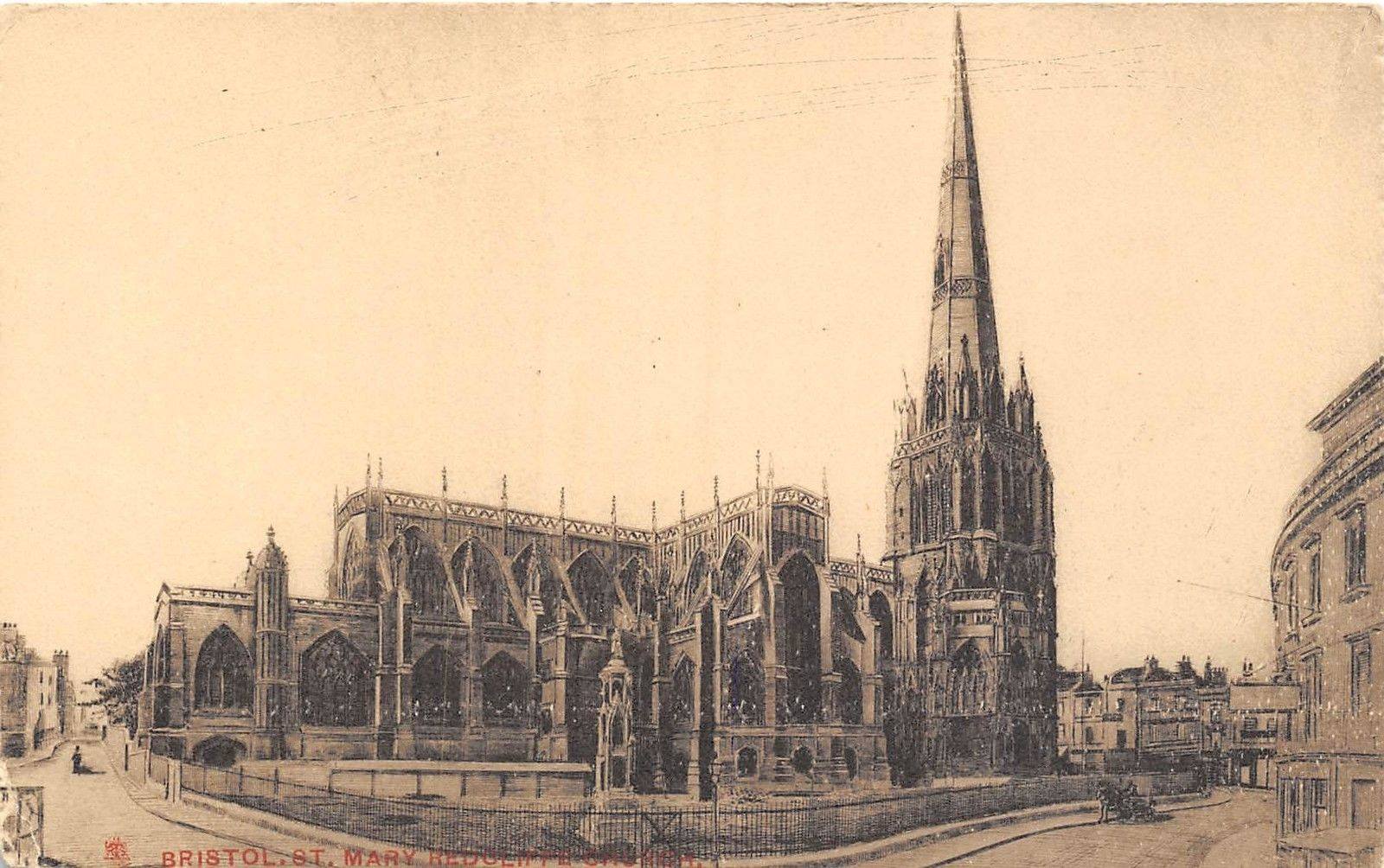 Old photo of St Mary Redcliffe Church in Bristol
