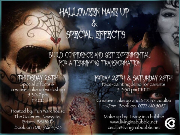 Halloween Make Up Classes in Bristol at Halloween Warehouse in The Galleries