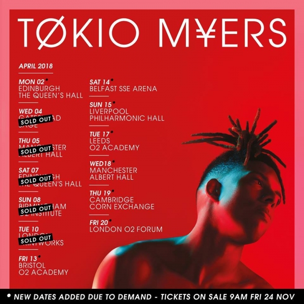 Tickets on sale today for Tokio Myers at O2 Academy Bristol 13 April 2018.