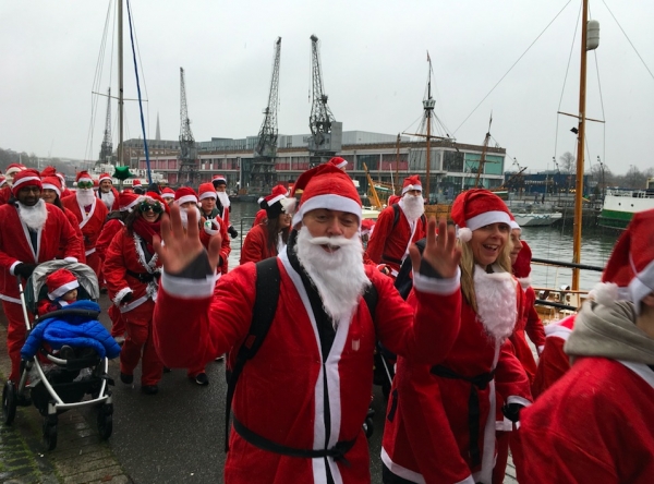 Bristol Santas braved the weather for their run on Sunday 10th December