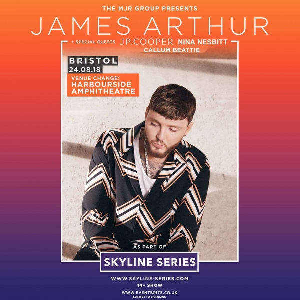Last chance to grab tickets to see James Arthur at Bristol Skyline Series 2018! 