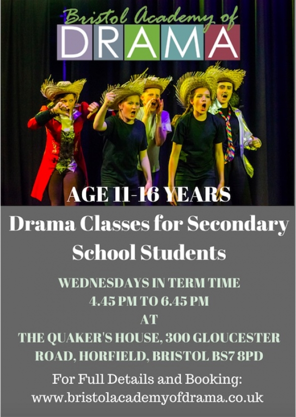 New Drama Classes for Secondary School in BS7 every Wednesday 