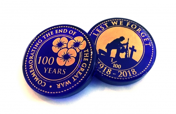 Limited Edition 100 Commemorative Coins available at Bristol blue Glass