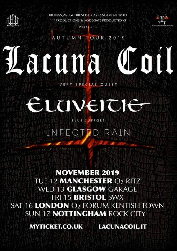 Gothic Metal bands Lacuna Coil and Eluveitie at SWX in Bristol Friday November 15th 2019