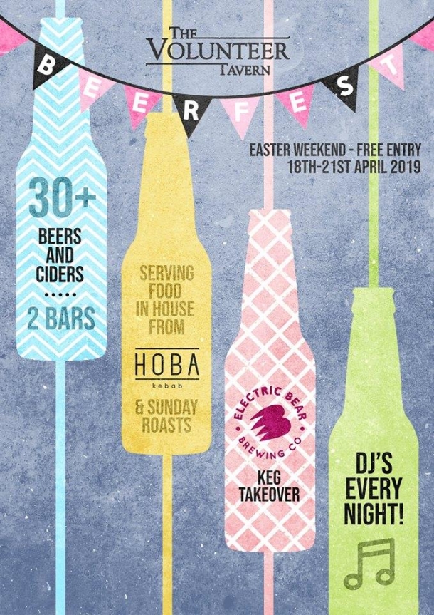 Easter Beer Festival at The Volunteer Tavern from Thursday 18th-Sunday 21st April 2019