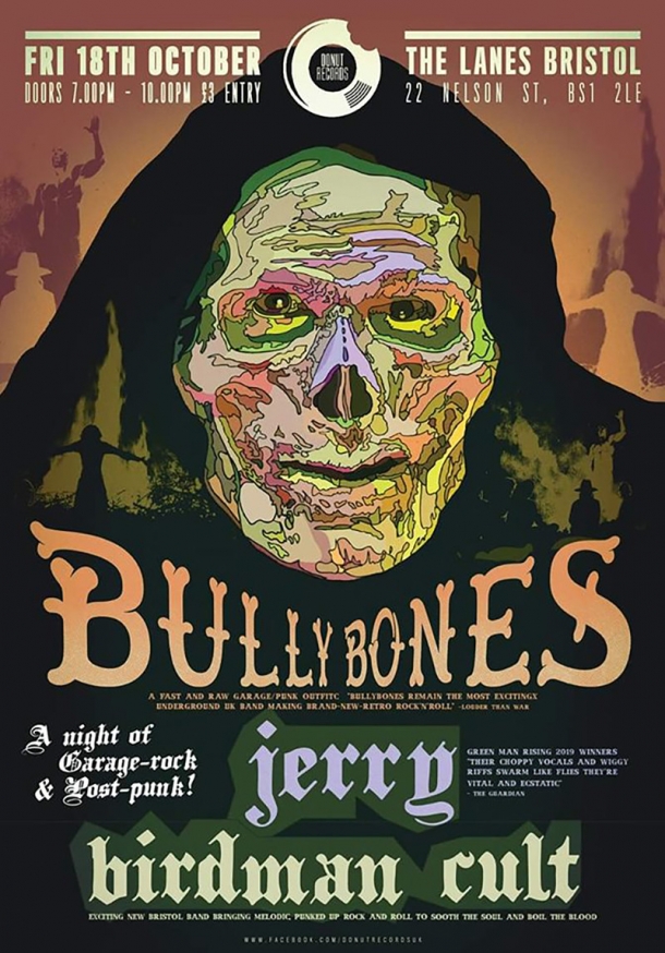 Bullybones / Jerry / Birdman Cult at The Lanes in Bristol on Friday 18th October 2019