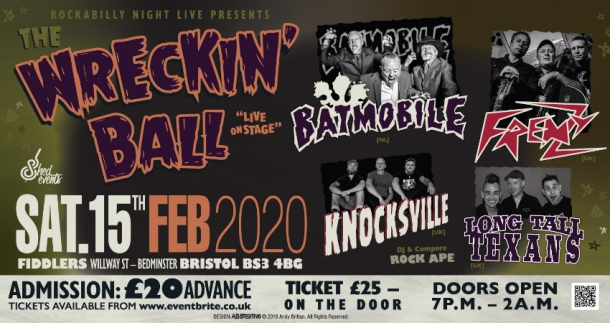 The Wrecking Ball - Psychobilly Extravaganza at Fiddlers Club in Bristol on Saturday 15 February 2020