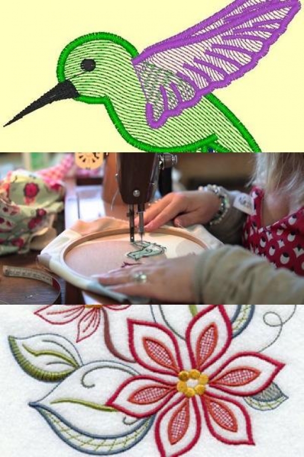 Machine embroidery workshop at The Anchor Inn, Thornbury, 10th February