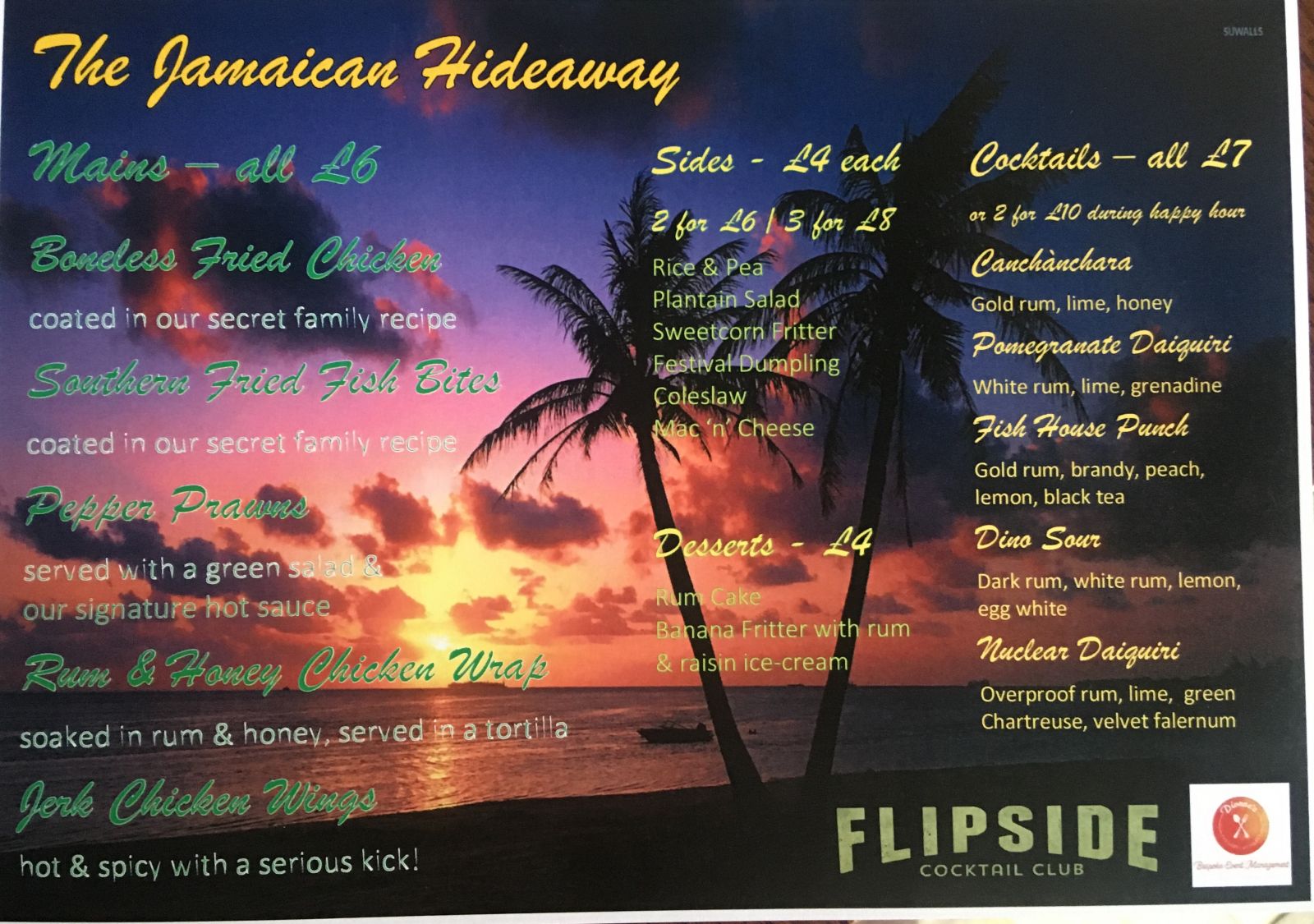 The full menu @ The Jamaican Hideaway.