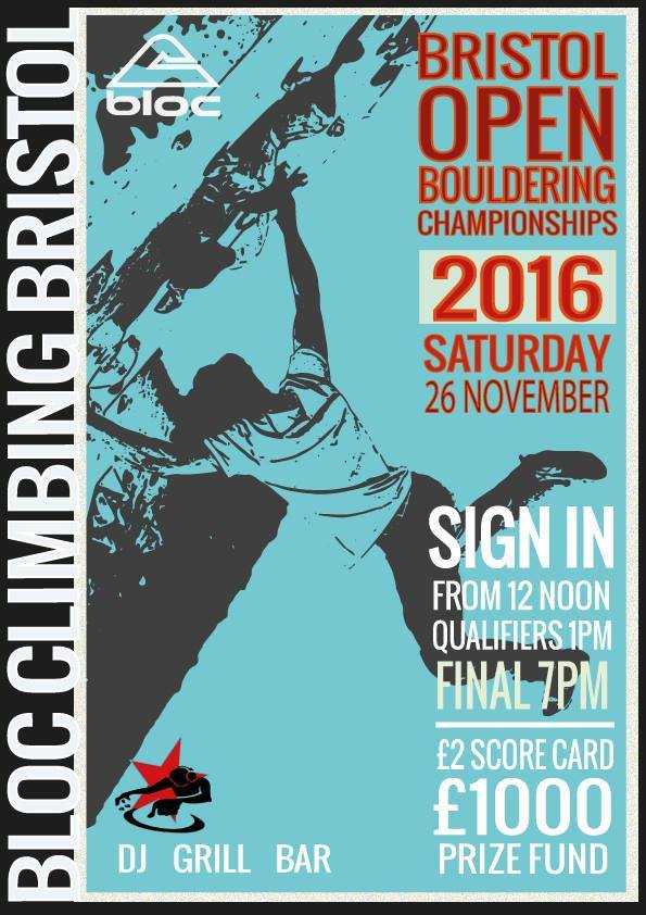 2016 Bristol Open Bouldering Championships at Bloc Climbing - Saturday 26 November