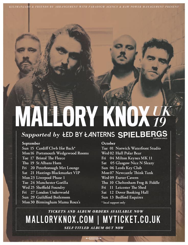 Mallory Knox 2019 UK tour.