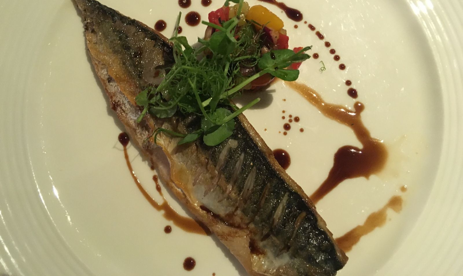 Cornish mackerel with piquillo pepper salsa at Aqua Bristol.