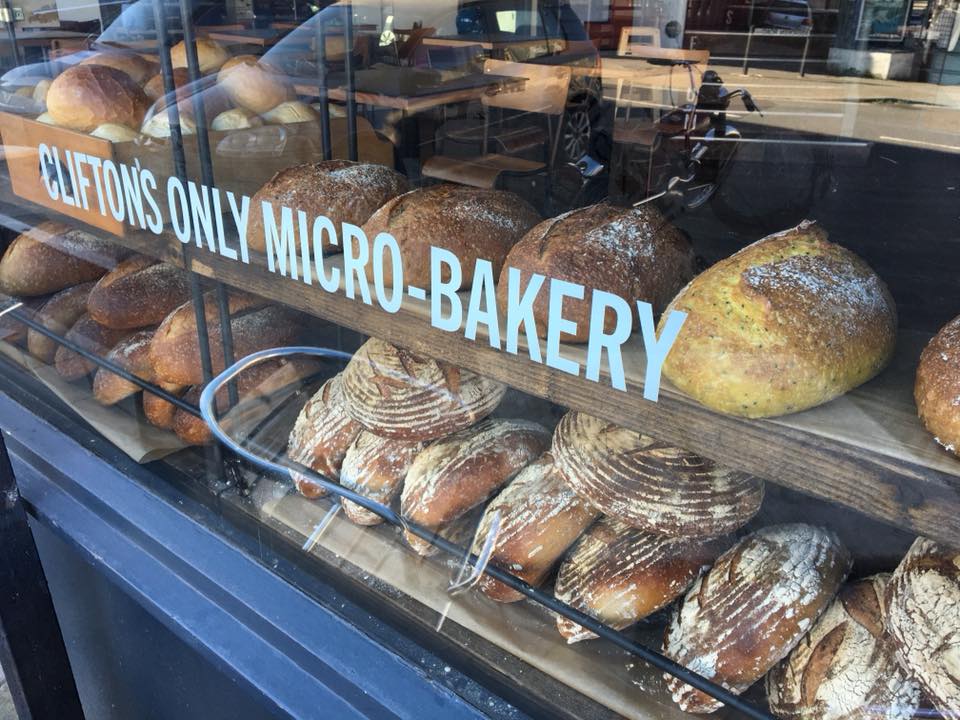 The bread-filled windows of Bakesmiths 