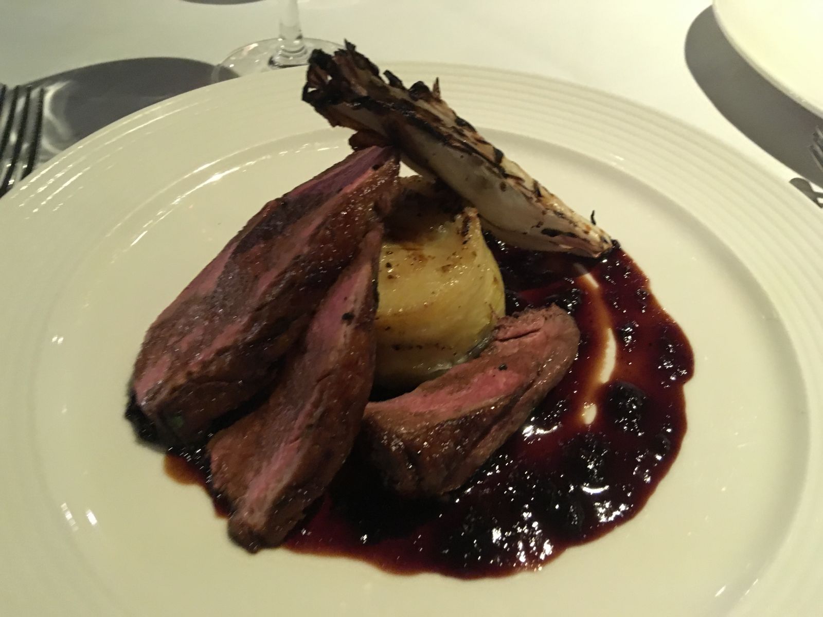 Pan-roasted duck breast with dauphinoise potatoes at Aqua Bristol.