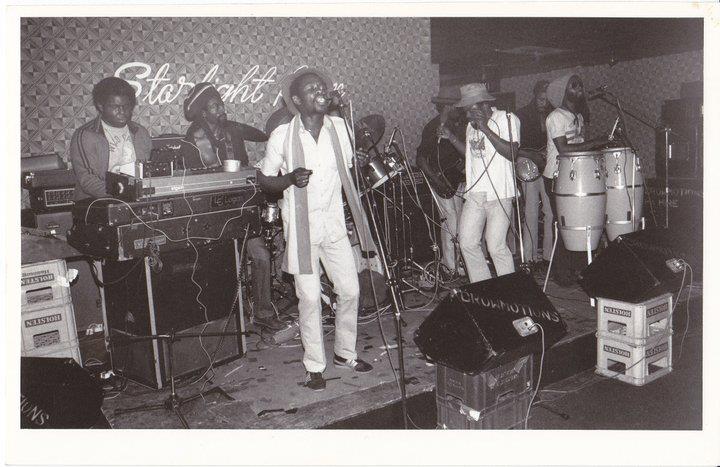 Black Roots on stage at The Starlight Rooms in London, 1981. Image: Black Roots Archive