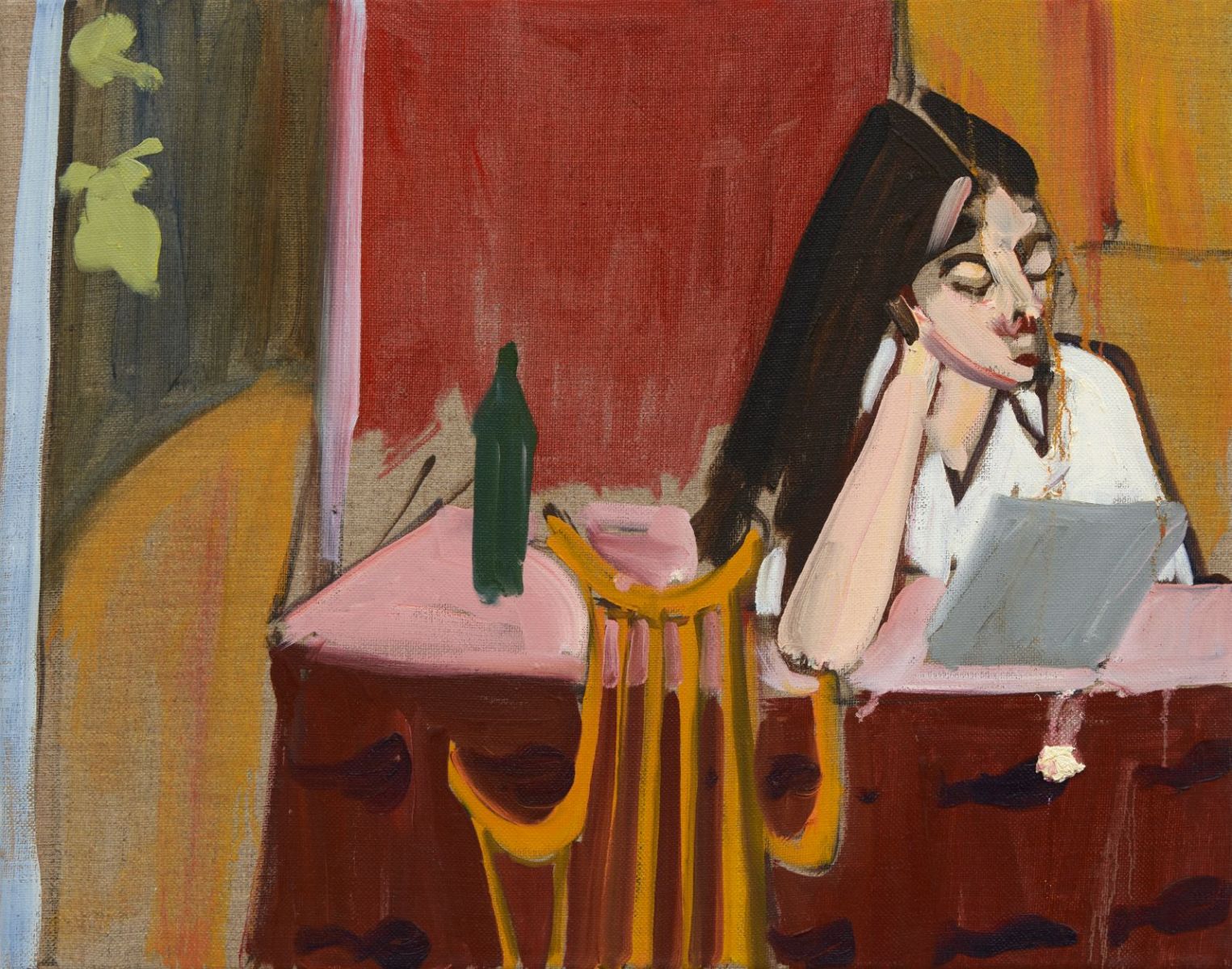 Esme at the Kitchen Table, Chantal Joffe, 2020, oil on canvas, Photograhy by Benjamin Westoby © Chantal Joffe courtesy the artist and Victoria Miro.
