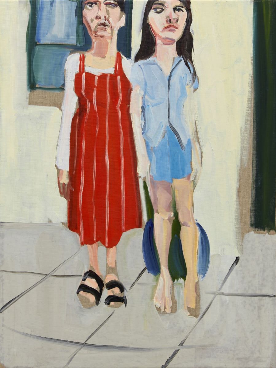 Me and Esme in the Garden, Chantal Joffe, 2020, oil on canvas, 80 x 60 cm. Photography by Benjamin Westoby © Chantal Joffe courtesy the artist and Victoria Miro.