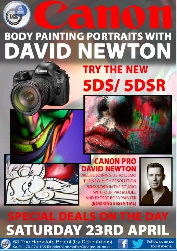 Body Painting Portraits with Canon pro David Newton at London Camera Exchange in Bristol