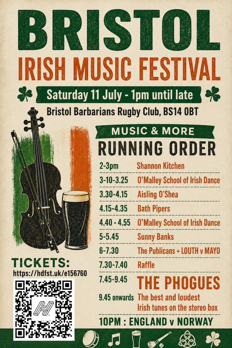 Bristol Irish Music Festival on Saturday 11 July 2026