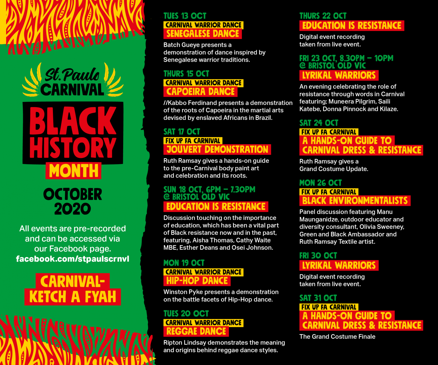 St Pauls Carnival Black History Month 2020 programme.
