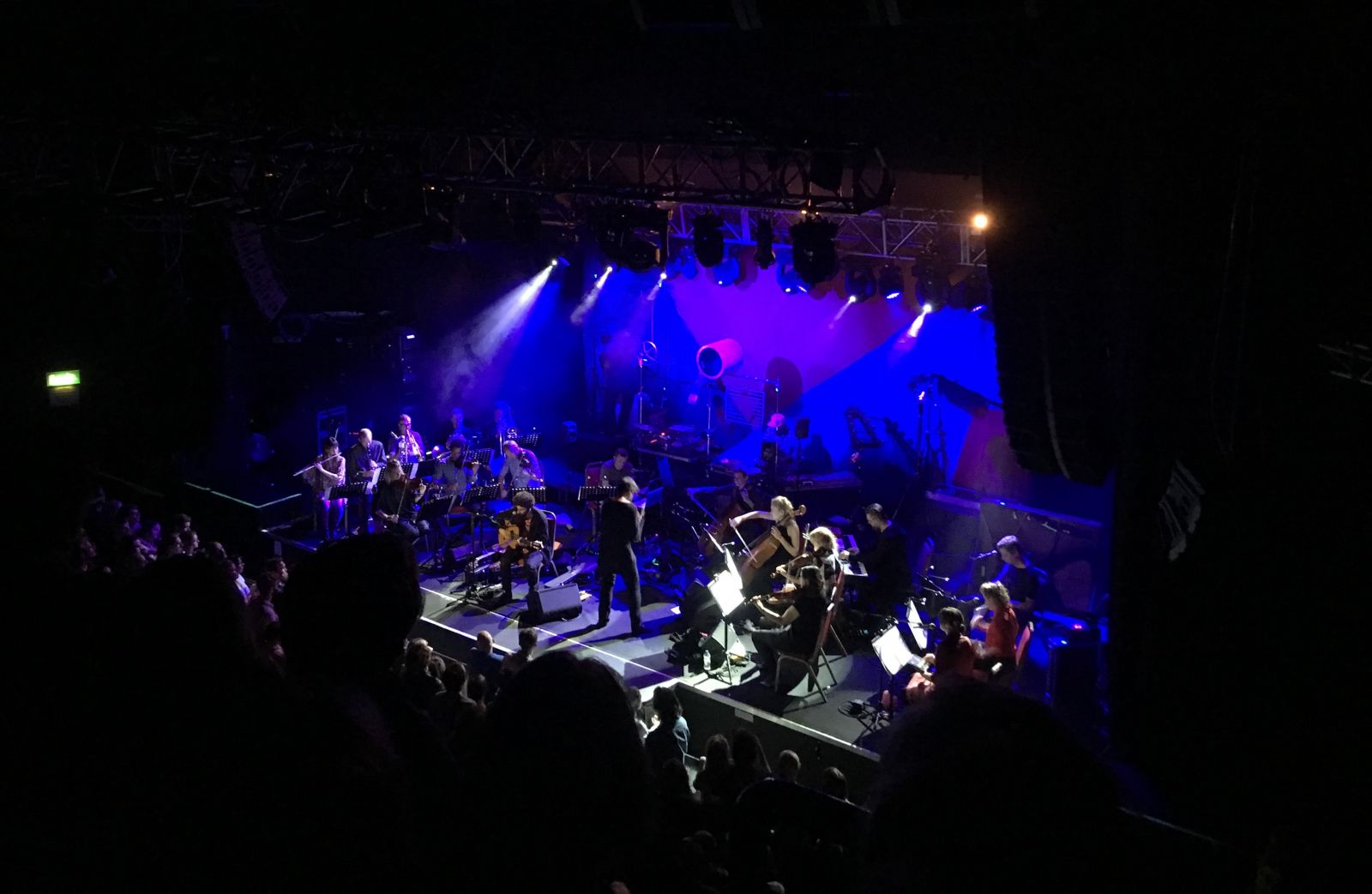 Jose Gonzalez on stage with The String Theory on Sunday night.