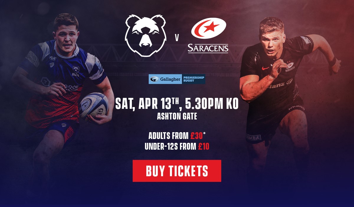 Bristol Bears v Saracens on Saturday 13th April 2019.