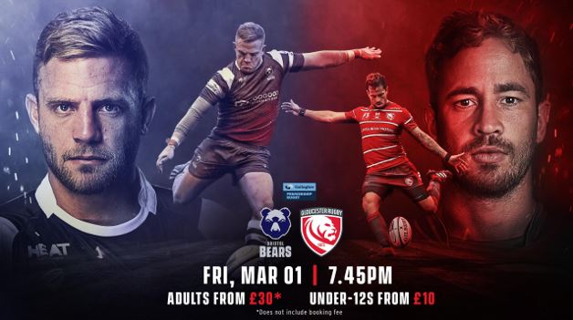 Bristol Bears v Gloucester Rugby on Friday 1st March 2019.