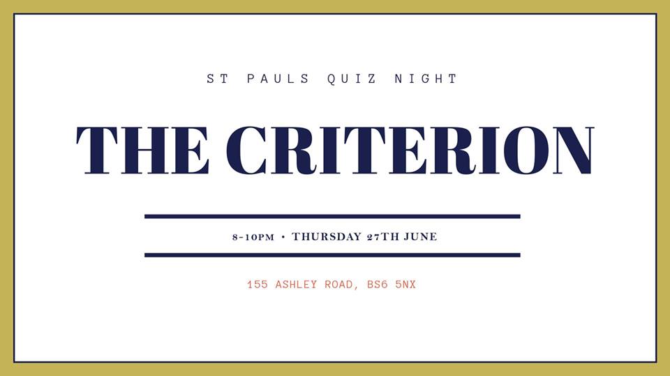 The Criterion Pub Quiz // Thursday 27th June 2019