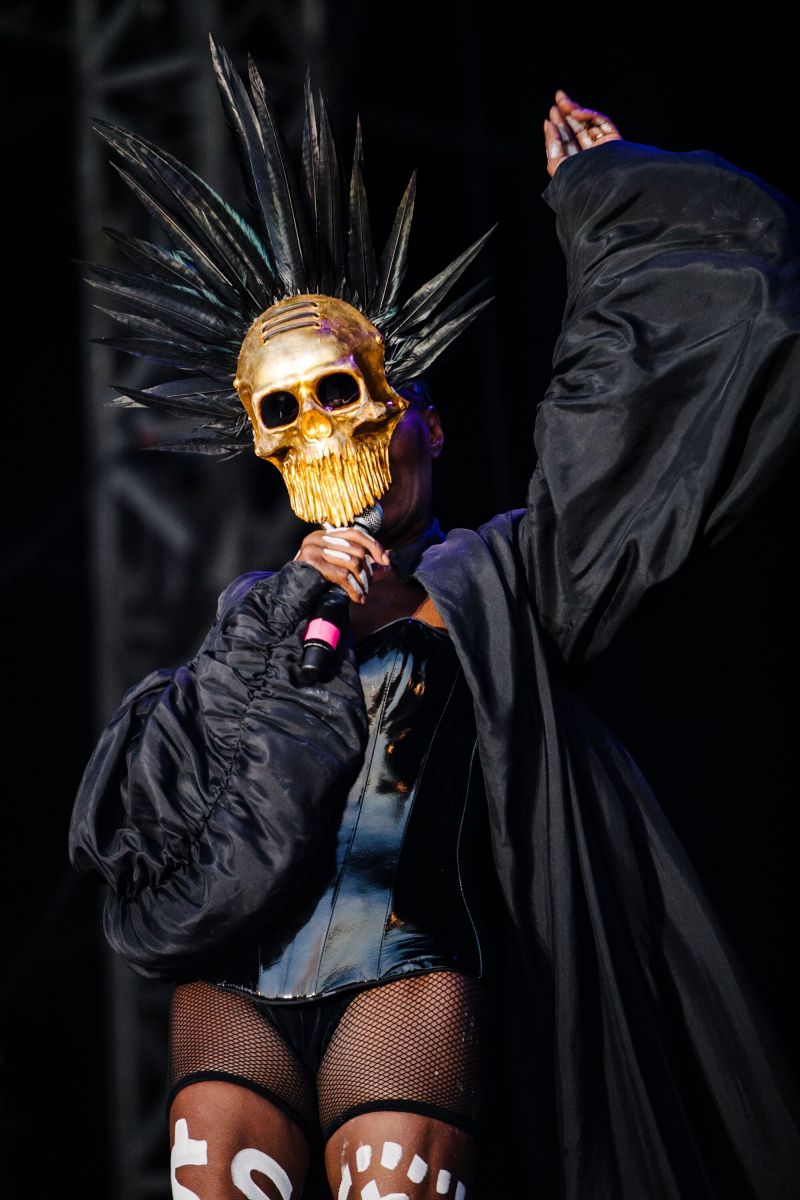 Grace Jones on stage at The Downs. Image courtesy of Plaster PR.