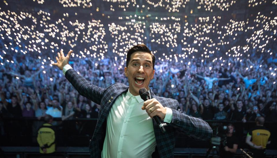Russell Kane on stage in Manchester.